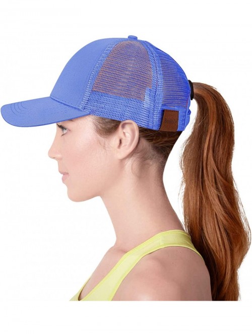 Baseball Caps High Ponytail Baseball Hats for Women-Sun Messy High Bun Hat Adjustable and Mesh Trucker Baseball Cap - CL18RDM...