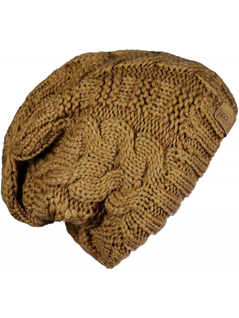 Skullies & Beanies Unisex Warm Chunky Soft Stretch Cable Knit Beanie Cap Hat - 102 Mustard Yellow - CL186NW5HDX $10.58