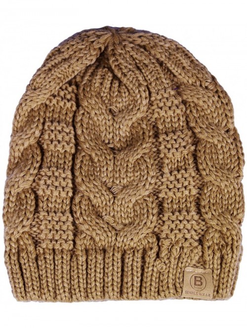 Skullies & Beanies Unisex Warm Chunky Soft Stretch Cable Knit Beanie Cap Hat - 102 Mustard Yellow - CL186NW5HDX $10.58