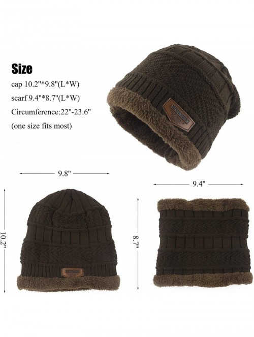 Skullies & Beanies Thick Warm Winter Beanie Hat Soft Stretch Slouchy Skully Knit Cap for Women - C-brown-hat & Scarf - CF18HK...