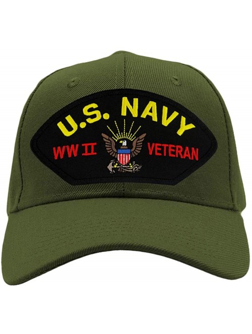 Baseball Caps US Navy- World War II Veteran Hat/Ballcap Adjustable One Size Fits Most - Olive Green - CT18HWTUUY0 $28.60