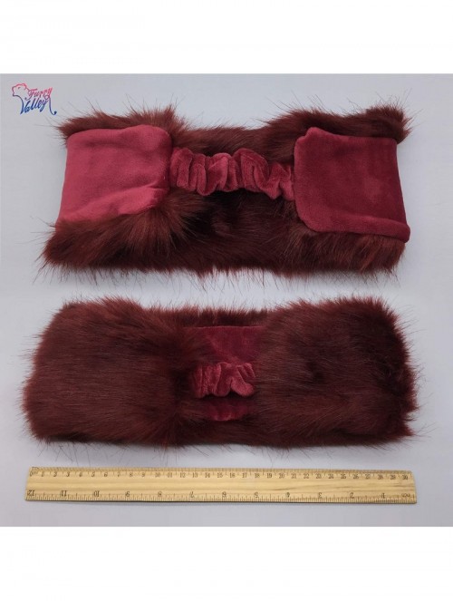 Cold Weather Headbands Faux Fur Headband with Elastic for Women's Winter Earwarmer Earmuff Hat Coldweather Accessories - Wine...