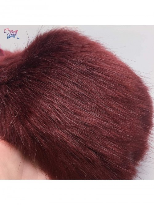 Cold Weather Headbands Faux Fur Headband with Elastic for Women's Winter Earwarmer Earmuff Hat Coldweather Accessories - Wine...