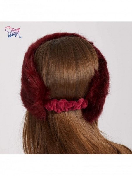 Cold Weather Headbands Faux Fur Headband with Elastic for Women's Winter Earwarmer Earmuff Hat Coldweather Accessories - Wine...