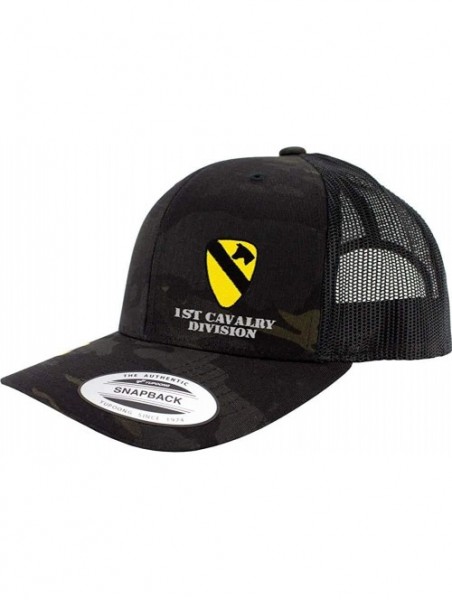 Baseball Caps Army 1st Cavalry Division Full Color Trucker Hat - Black Multicam - CO18RN3UE0D $35.54