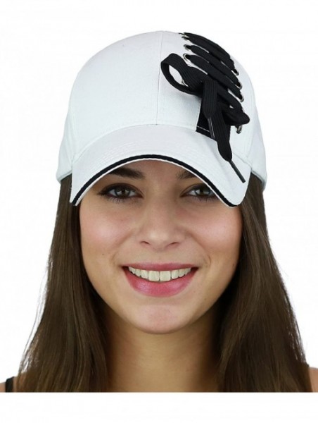 Baseball Caps Interchangeable Shoelace Two Tone Adjustable Precurved Baseball Cap Hat - White/Black Lace - C918363WZKL $14.95