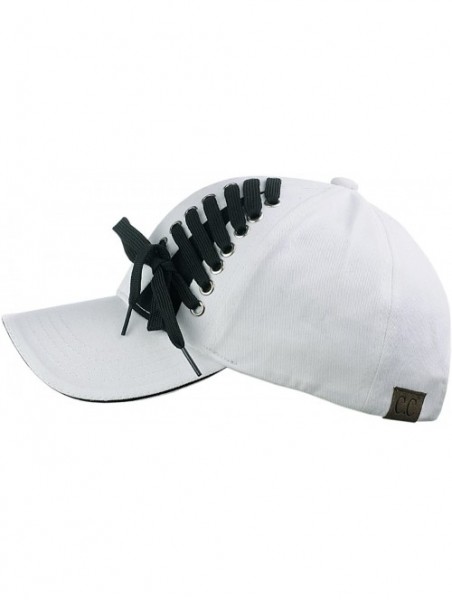 Baseball Caps Interchangeable Shoelace Two Tone Adjustable Precurved Baseball Cap Hat - White/Black Lace - C918363WZKL $14.95