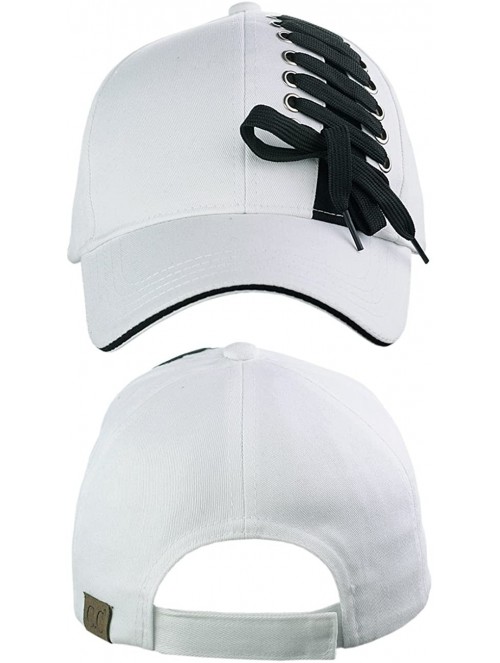 Baseball Caps Interchangeable Shoelace Two Tone Adjustable Precurved Baseball Cap Hat - White/Black Lace - C918363WZKL $14.95