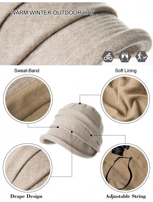 Newsboy Caps 2019 New Womens Visor Beret Newsboy Hat Cap for Ladies Merino Wool - 00757_khaki - CM18K55EOKO $25.75