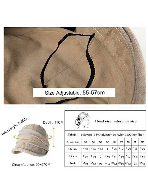 Newsboy Caps 2019 New Womens Visor Beret Newsboy Hat Cap for Ladies Merino Wool - 00757_khaki - CM18K55EOKO $25.75