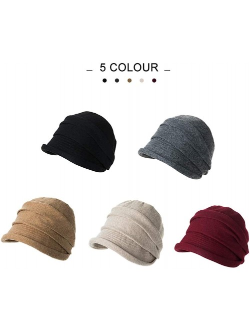 Newsboy Caps 2019 New Womens Visor Beret Newsboy Hat Cap for Ladies Merino Wool - 00757_khaki - CM18K55EOKO $25.75