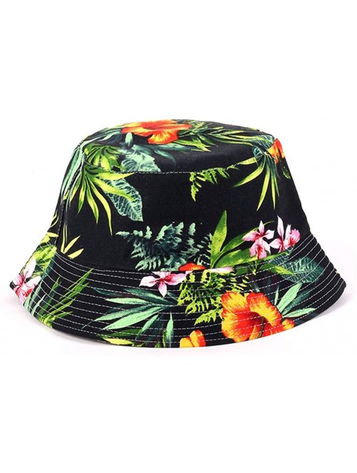 Bucket Hats Bucket Hat Black Floral Printed - Summer Women Men Fisherman Cap Packable Bucket Hat - Style3 - CX18G9X4NOW $9.42