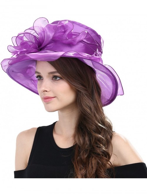 Sun Hats Women Kentucky Derby Horse Race Fascinator Church Fancy Party Top Hat S043 - Ss/Purple - CH18SCM60IU $18.30