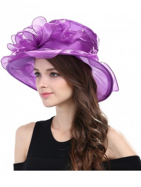 Sun Hats Women Kentucky Derby Horse Race Fascinator Church Fancy Party Top Hat S043 - Ss/Purple - CH18SCM60IU $18.30