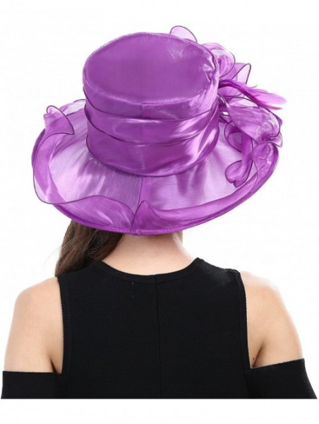 Sun Hats Women Kentucky Derby Horse Race Fascinator Church Fancy Party Top Hat S043 - Ss/Purple - CH18SCM60IU $18.30