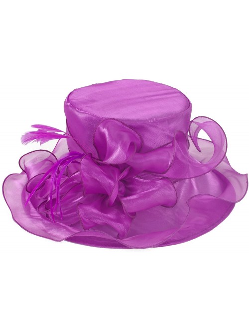 Sun Hats Women Kentucky Derby Horse Race Fascinator Church Fancy Party Top Hat S043 - Ss/Purple - CH18SCM60IU $18.30