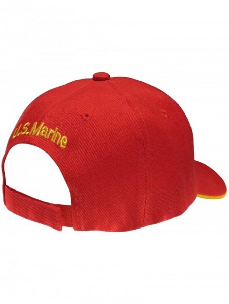 Baseball Caps Officially Licensed Embroidered US Military Baseball Cap Hat - Marines Emblem Red - CX12IS4VS0R $17.23