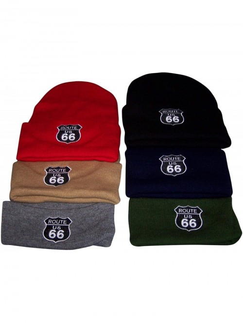 Skullies & Beanies Route 66 The Mother Road Beanies Winter Caps Embroidered - (WCA119 Z) - Grey - CH185R6E8KK $9.79