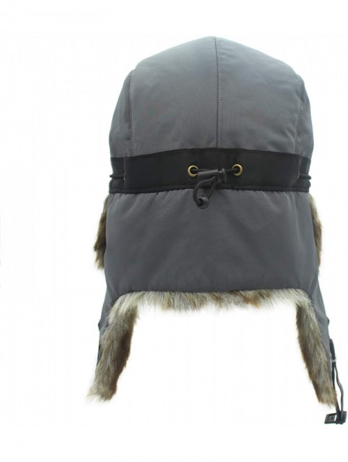 Bomber Hats Oudoor Unisex Faux Fur Lined Trapper Hat Warm Windproof Winter Russian Hats - Grey+brown Fur - CG12N85UWT7 $16.13