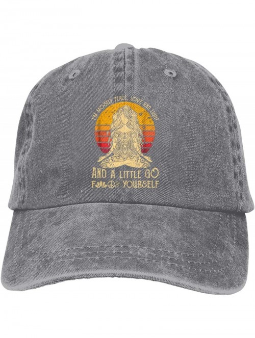 Baseball Caps I'm Mostly Peace Love and Light and A Little Go Yoga Classic Vintage Denim Caps - Gray - CX18WZA2OLH $17.15