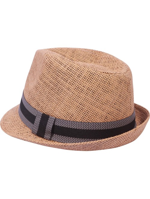 Fedoras Unisex Vintage Fedora Hat Classic Timeless Light Weight - 2124 -Tan - CO18A0OOM8Z $19.22