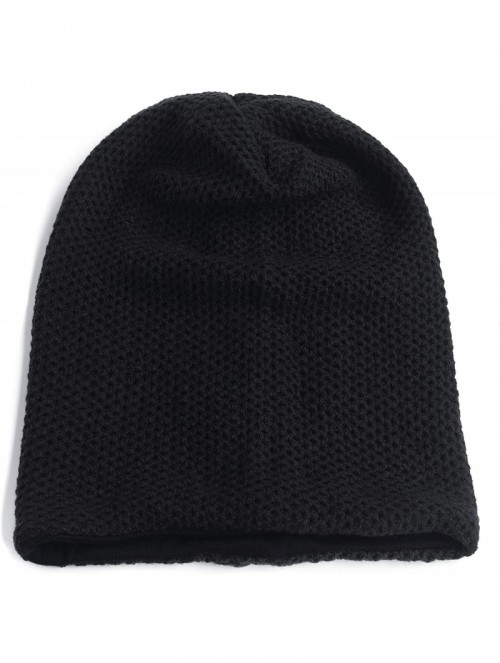 Skullies & Beanies Unisex Adult Winter Warm Slouch Beanie Long Baggy Skull Cap Stretchy Knit Hat Oversized - Black - CB128JXC...