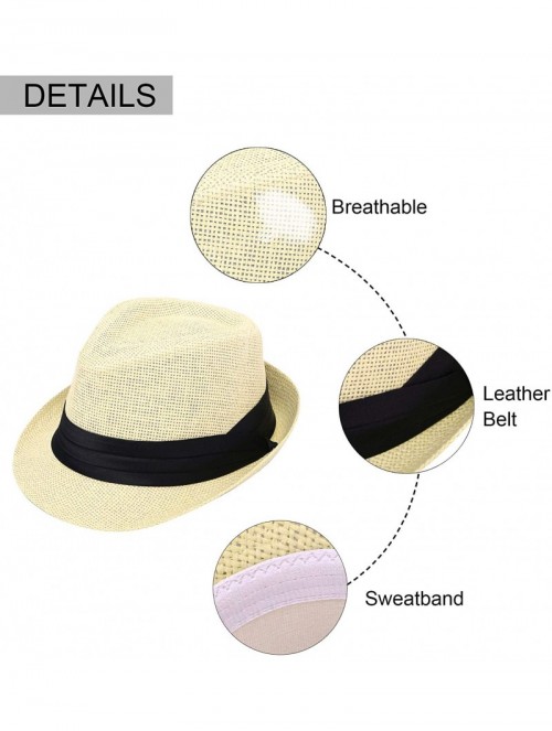 Fedoras Women/Men's Summer Short Brim Straw Fedora Sun Hat - 7natural - CC18DWX9K4E $21.71