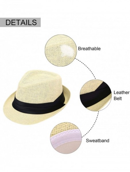 Fedoras Women/Men's Summer Short Brim Straw Fedora Sun Hat - 7natural - CC18DWX9K4E $21.71