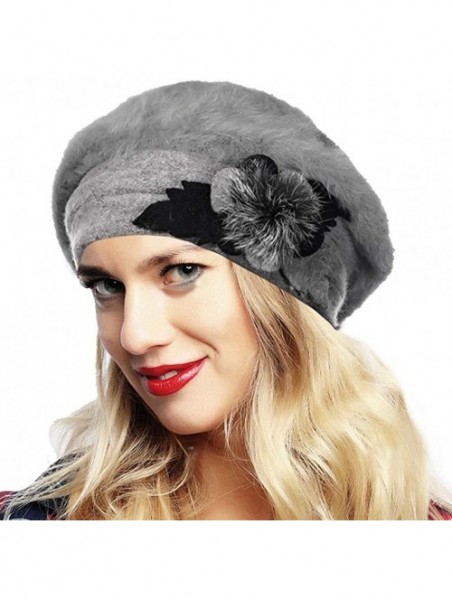 Berets Womens Beret 100% Wool French Beret Beanie Winter Hats Hy022 - Br022-grey - C718HO593C3 $9.92