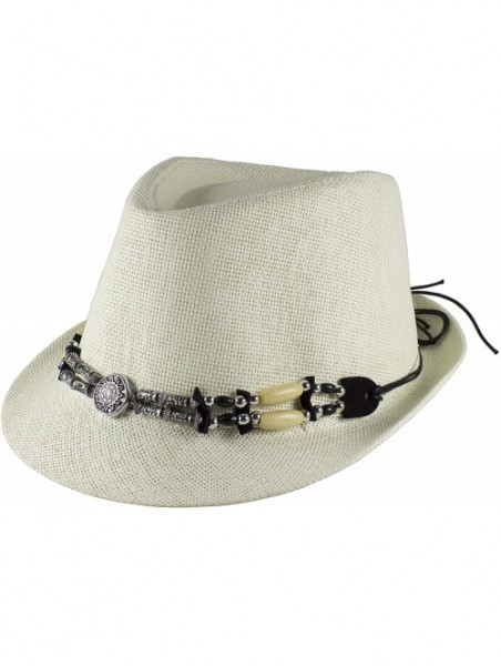 Fedoras Summer Trilby Fedora Panama Straw Hats - Beige - CH18TTE7W4X $14.20