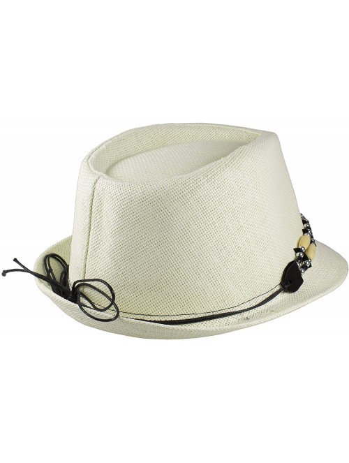 Fedoras Summer Trilby Fedora Panama Straw Hats - Beige - CH18TTE7W4X $14.20