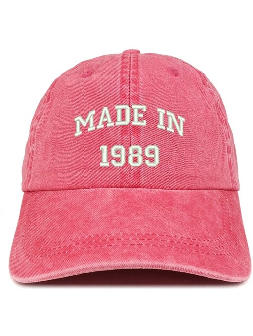 Baseball Caps Made in 1989 Text Embroidered 31st Birthday Washed Cap - Red - CP18C7H00NM $18.10