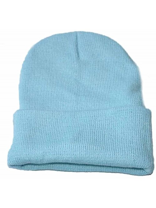 Skullies & Beanies Unisex Cuffed Acrylic Knitting Winter Warm Beanie Caps Soft Slouchy Ski Hat - Light Blue - CV18HWOO0HE $11.63