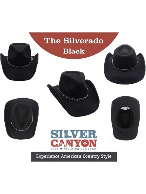 Cowboy Hats Shapeable Outback Cowboy Western Wool Hat- Silver Canyon - Black - CB18KNOXKKR $66.49