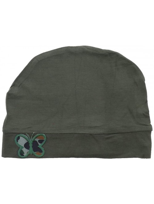 Skullies & Beanies Soft Chemo Cap Cancer Beanie with Green Camo Butterfly - Olive - CH18LSOX2ZY $19.37