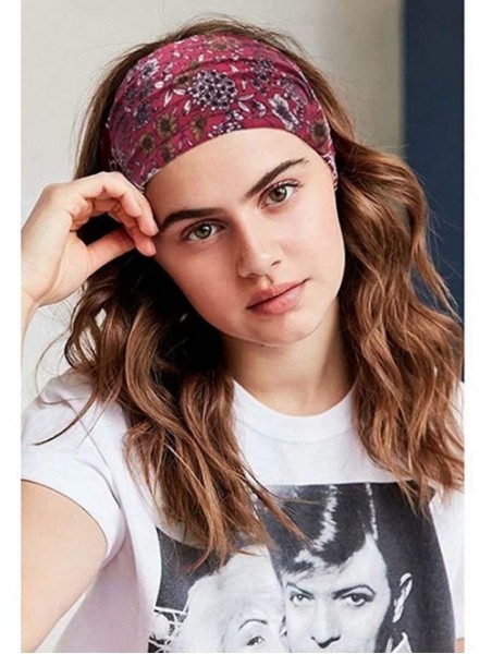 Headbands Yoga Headbands for Women Boho Headband Printed Wide Elastic Band Head Wrap Hair Bands Headwear Accessories - C318UY...