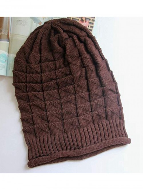 Skullies & Beanies Unisex Winter Wrinkle Knitted Crochet Baggy Hat Beanie Cap Beret - Brown - CU126P63M81 $16.78