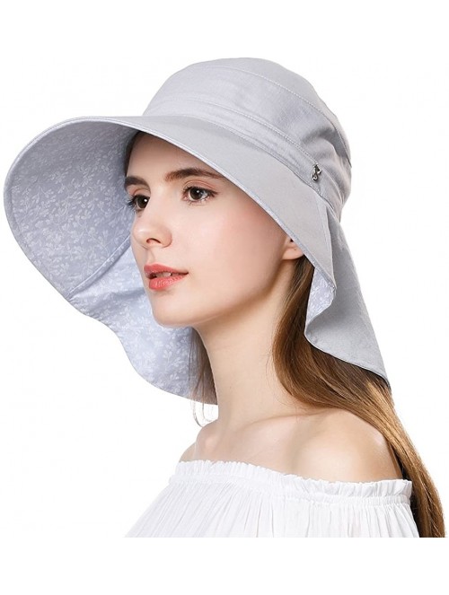 Sun Hats Packable Cotton Gardening Sun Hat for Women SPF Protection Neck Shade Chin Strap 56-58cm - Grey_99057 - CW18DCSQXMQ ...