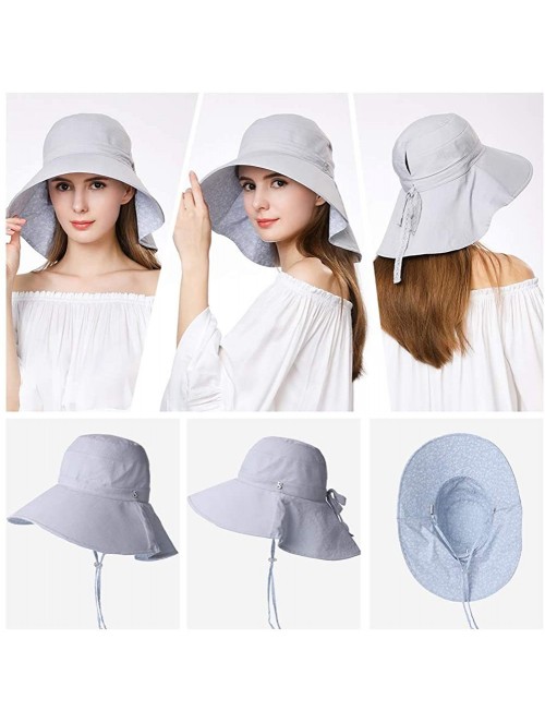 Sun Hats Packable Cotton Gardening Sun Hat for Women SPF Protection Neck Shade Chin Strap 56-58cm - Grey_99057 - CW18DCSQXMQ ...