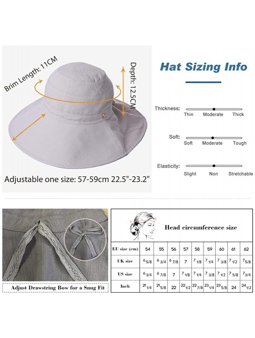 Sun Hats Packable Cotton Gardening Sun Hat for Women SPF Protection Neck Shade Chin Strap 56-58cm - Grey_99057 - CW18DCSQXMQ ...