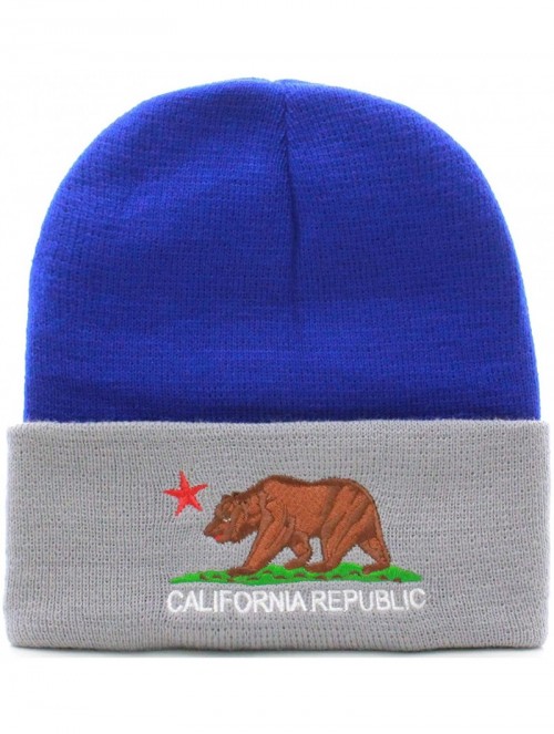 Skullies & Beanies Unisex California Republic Winter Knit Beanie Hat Cap - Cuff - Royal Gray - CJ129SN1SD9 $12.26