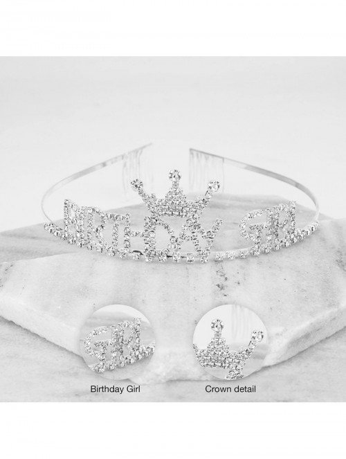 Headbands Birthday Girl Crystal Rhinestone Front Crown Tiara Headband for Birthday Family Photo - CD180NRL7N5 $16.08