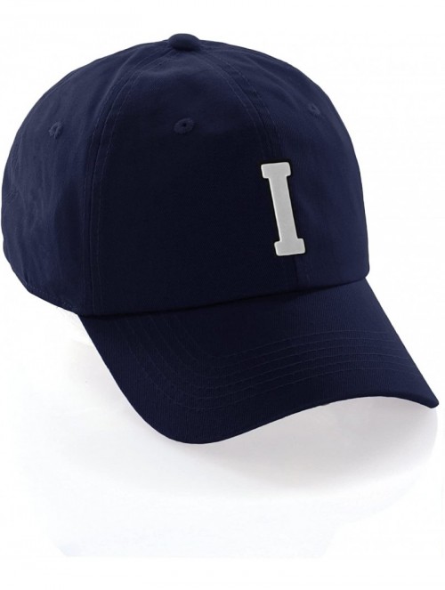 Baseball Caps Customized Letter Intial Baseball Hat A to Z Team Colors- Navy Cap Black White - Letter I - CW18ESYWS7N $13.70