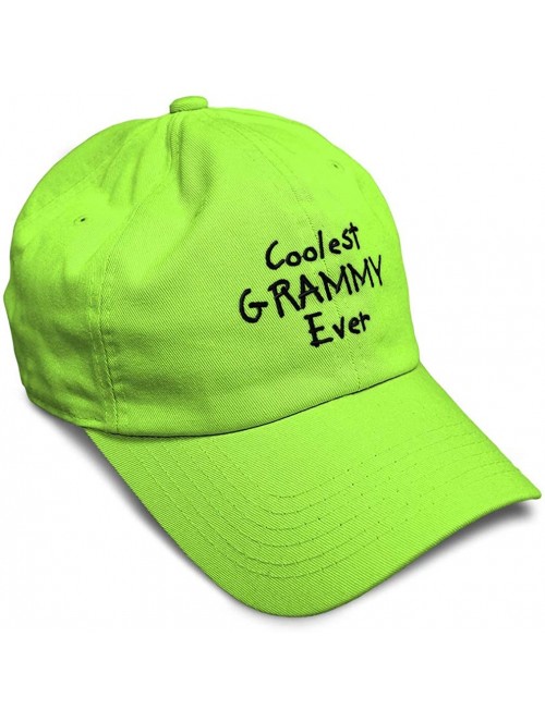 Baseball Caps Custom Soft Baseball Cap Coolest Grammy Ever Black Embroidery Twill Cotton - Lime - CW18ZO40D6L $17.25