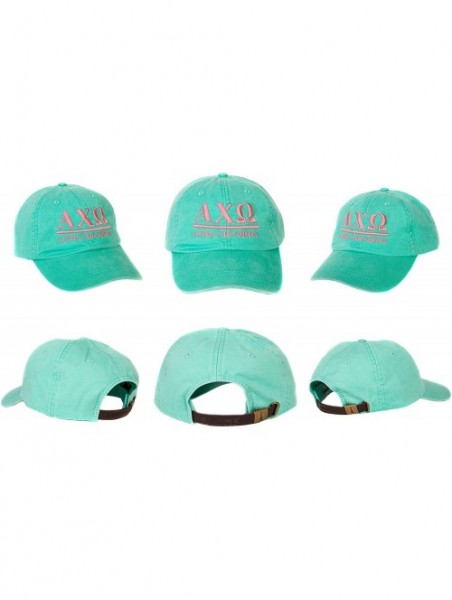 Baseball Caps Alpha Chi Omega (B) Sorority Embroidered Baseball Hat Cap Cursive Name Font AXO - Seafoam - CJ18DOE5NGZ $24.33