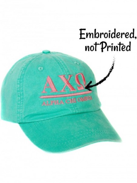 Baseball Caps Alpha Chi Omega (B) Sorority Embroidered Baseball Hat Cap Cursive Name Font AXO - Seafoam - CJ18DOE5NGZ $24.33