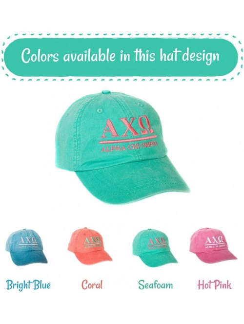 Baseball Caps Alpha Chi Omega (B) Sorority Embroidered Baseball Hat Cap Cursive Name Font AXO - Seafoam - CJ18DOE5NGZ $24.33