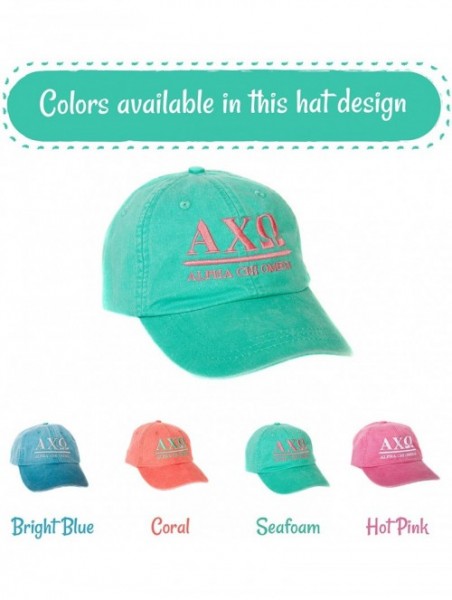 Baseball Caps Alpha Chi Omega (B) Sorority Embroidered Baseball Hat Cap Cursive Name Font AXO - Seafoam - CJ18DOE5NGZ $24.33