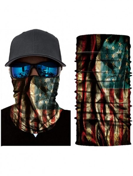 Balaclavas Seamless Rave Bandana for Men Women Neck Gaiter Scarf Dust Wind Balaclava Headwear - American Flag - CJ197T8A6S4 $...