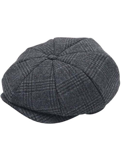 Newsboy Caps Wool Newsboy Cap for Men Women - Classic Vintage Gatsby Lvy Cabbie Hat Flat Beret Cap Adjustable Size - Grey - C...
